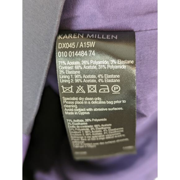 Karen Millen Dress Halter Floral Satin Cocktail Purple Red Black Designer Size 6 - Picture 9 of 13